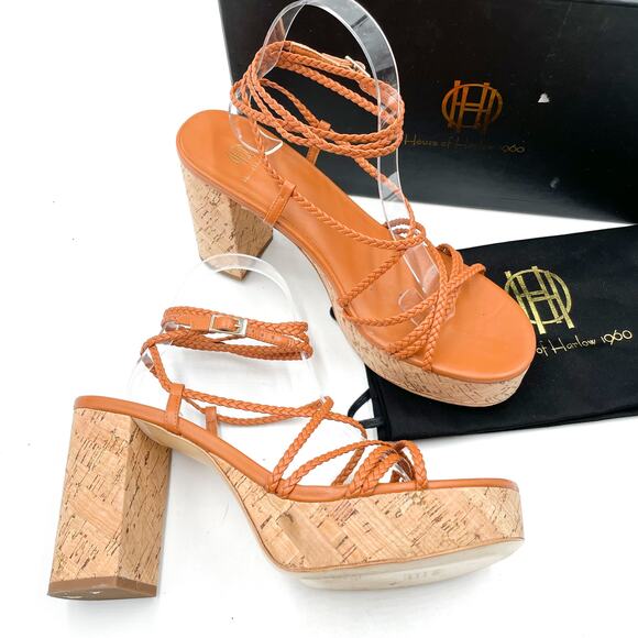 House of Harlow Braided Gladiator Platform Sandals Rust Brown Strappy Sz 9.5 - Picture 2 of 11
